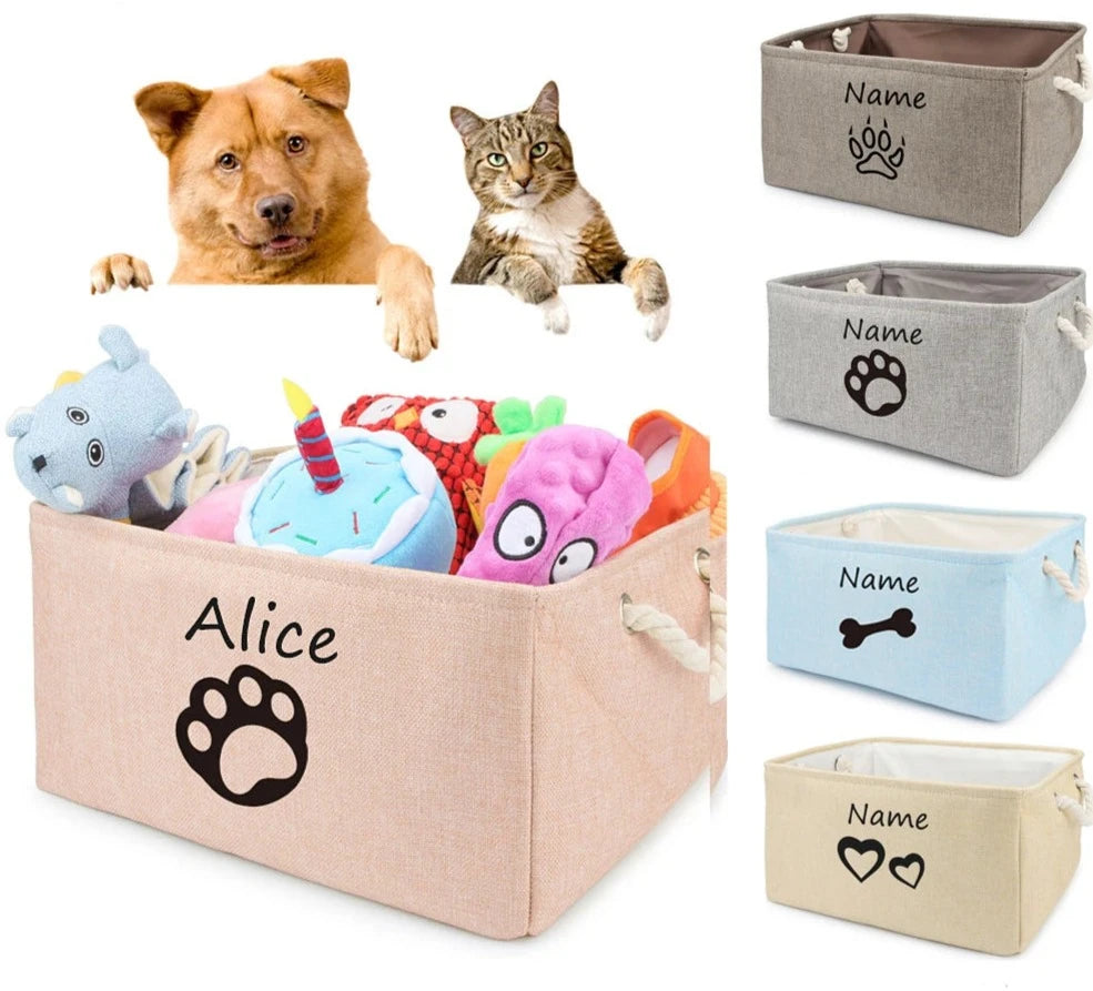 Basket Toys Dog Paw Personalized Pet Toy Storage Box For Clothes Custom Cat Product With Name Dog