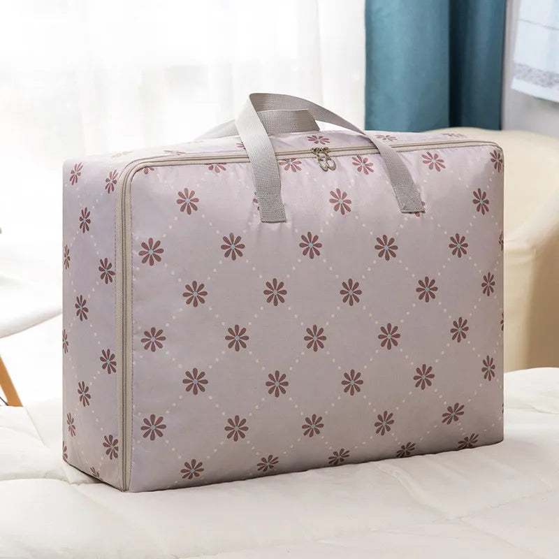 Waterproof Oxford Cloth Quilt Storage Bag Quilt Clothing Finishing Storage Bag Heavy Clothes Floral Storage Baggage Bag 70CM