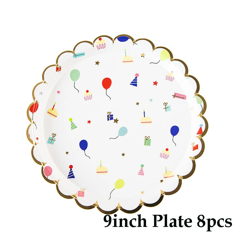 Cartoon Disposable Tableware Theme Party Paper Plate Kids Birthday Baby Shower Party Decorations Festival Tableware Supplies