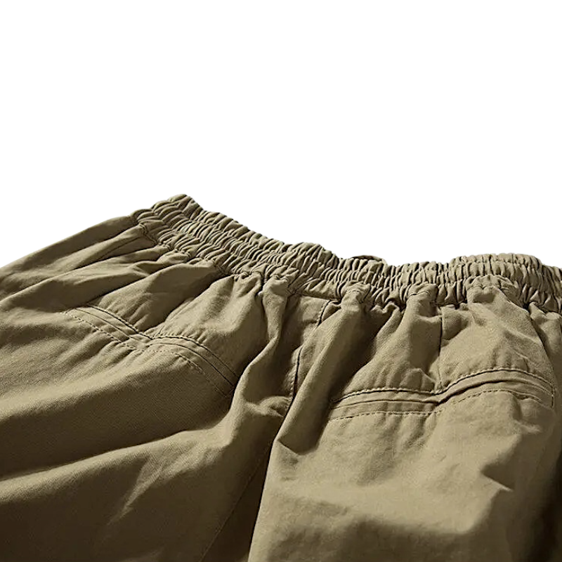 Barrel pleated pants with elastic waist