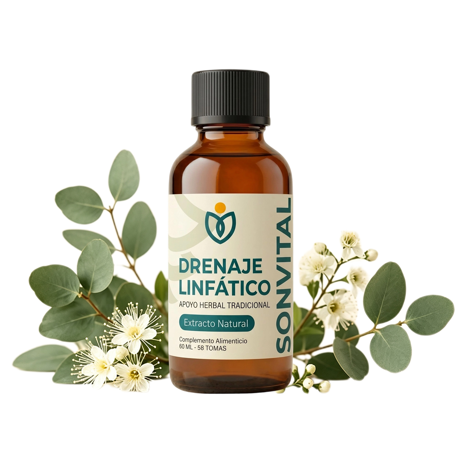 Sonvital Drenaje Linfático Gotas - 60ml Gotas de Drenaje Linfatico para Piernas y Abdomen, Naturales a Base de Hierbas, Sin gluten, para hombres y mujeres