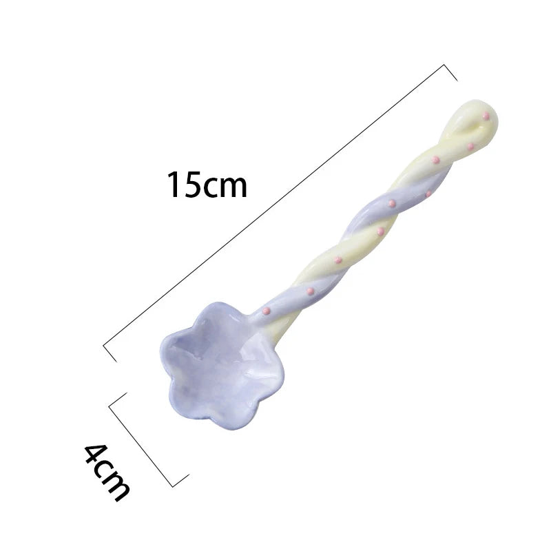Spoon Cute Creative High Appearance Level Eating Long Handle Ceramic Coffee Stirring Spoon Star Dessert Spoon Kitchen Tools