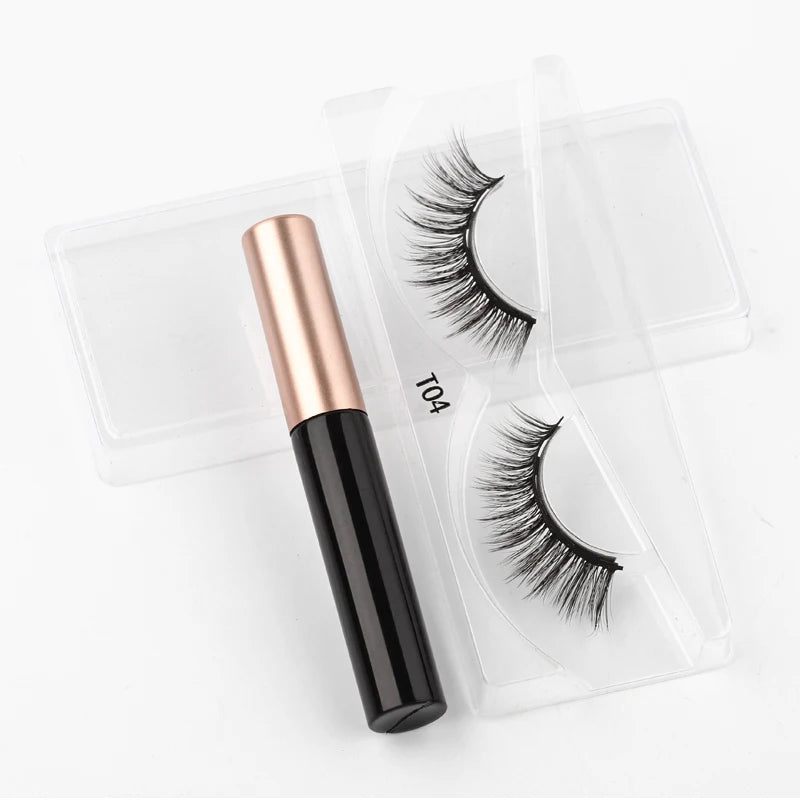 Magnetic Eyelashes Set 1/2/3 Pairs Natural Long False Eyelashes Soft Mink Lashes Waterproof Liquid Eyeliner Tweezer Makeup Tools