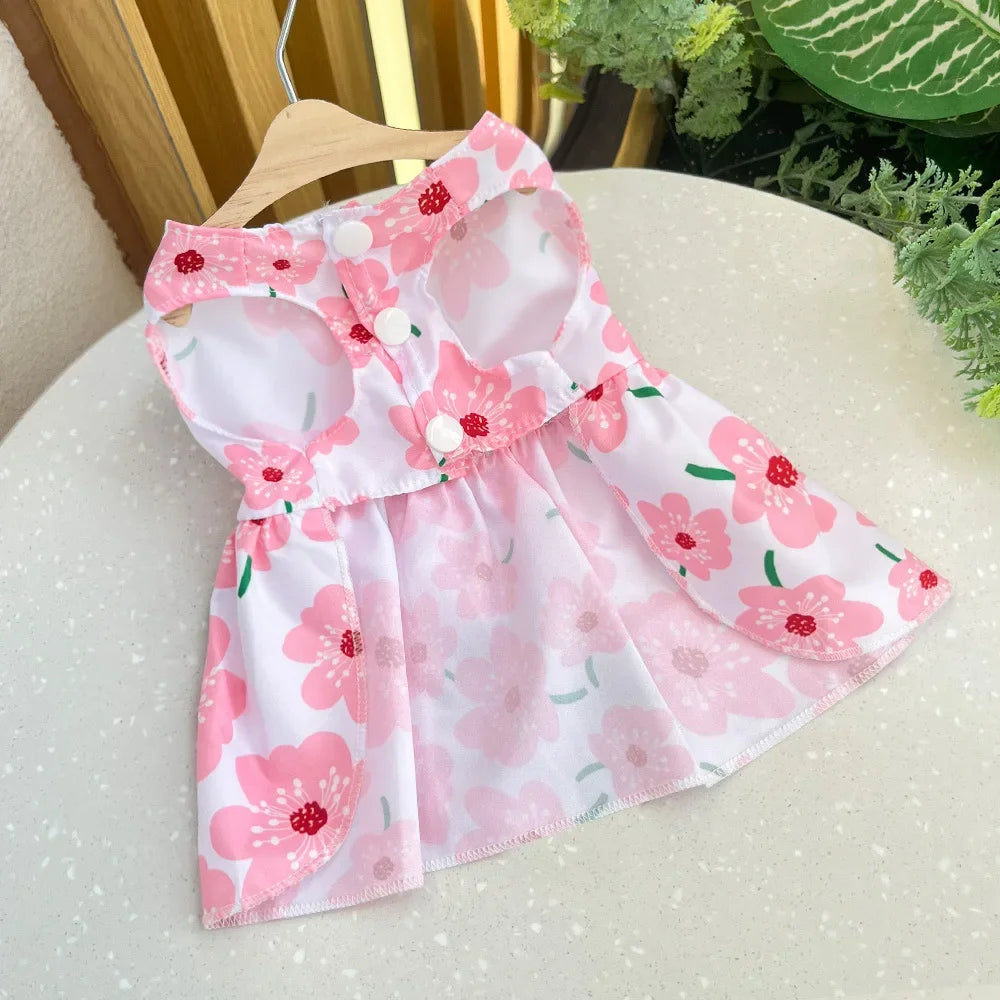 Dress for Dogs Spring Summer Puppy Dresses Sweet Pet Clothing Bichon Yorkshire Cute Printed Dog Cat Thin Skirt