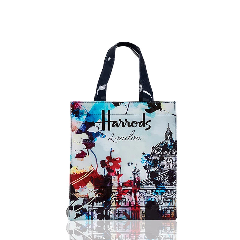 London Style PVC Reusable Shopping Purses Large Eco Friendly Flower Women's Tote Shopper Bag Summer Waterproof Beach Handbag