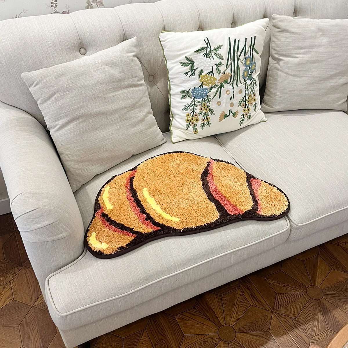 Croissant Shaped Carpets - Cozy Bread Rug for Home Decor, Non-slip Safety Mat for Living and Bathrooms