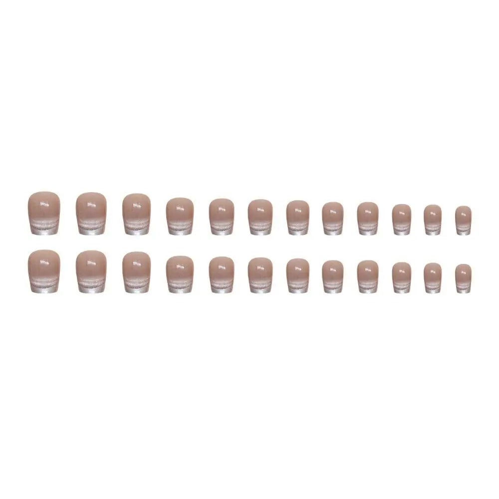 24pcs Cat Eye Fake Nails Square Head French Nails Press on Nails Full Cover Nail Tips Waterproof Faux Fingernails