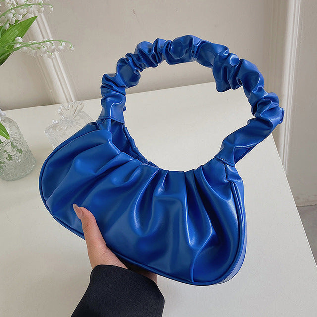 2022 Summer Pleated Handlebags For Women PU Cloud Bags Leisure Armpit Bag Shopping Shoulder Bags Dumpling Handbag Female