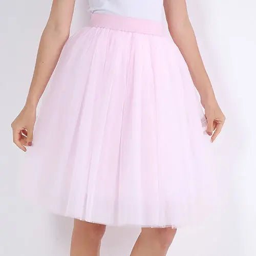 Quality 5 Layers Fashion Tulle Skirt Pleated Skirts Womens Lolita Petticoat Bridesmaids Midi Skirt