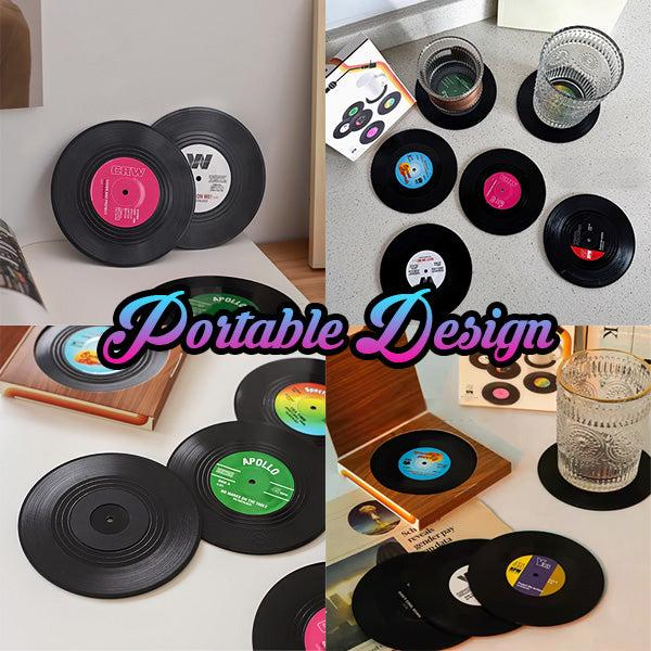Retro CD Record Coasters Cup Mat Set (6-12PCS)