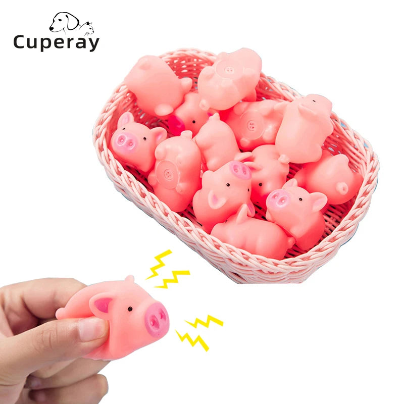 Pet Toy Cute Pink Pig Squeeze Squeaky Sound Soft Rubber Mini Toy Chew Interactive Games Training Funny Toy Pet Supplies 10pcs