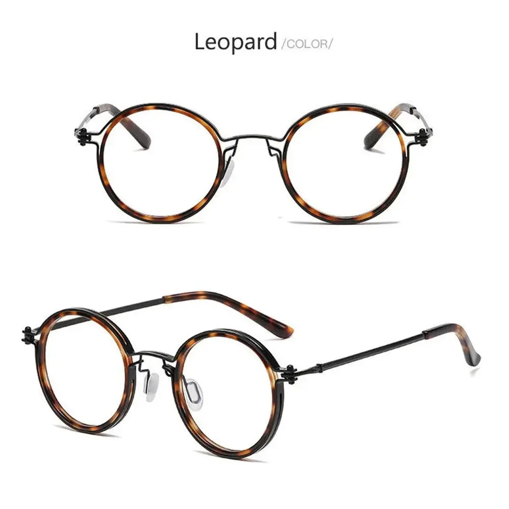 Retro Round Anti Blue Light Glasses Men Women Office Computer Goggles Metal Frame Fashion Optical Myopia Eyewear Read Eyeglasses