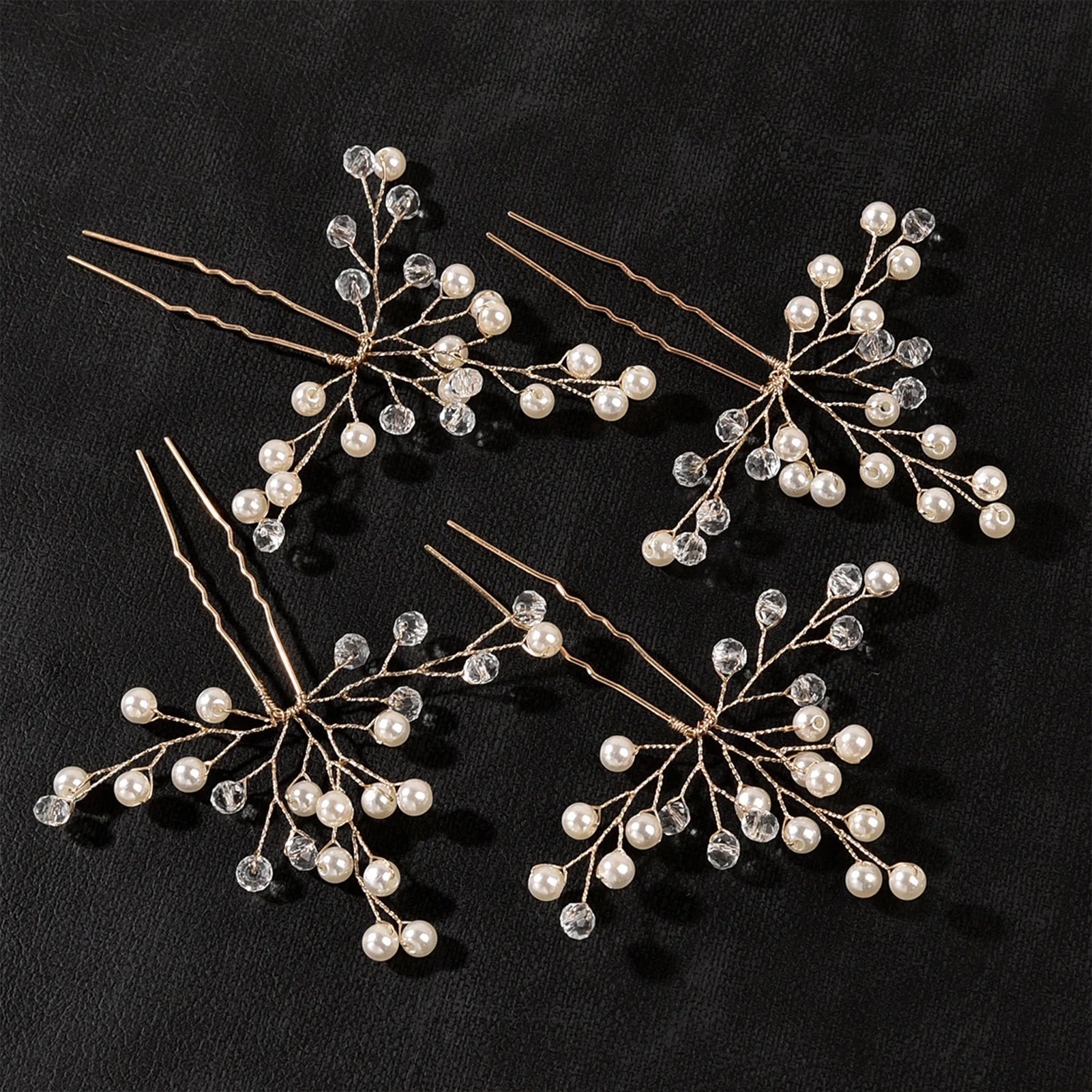 Pearl Flower Hairpin Side Comb Sets Wedding Hair Accessories Leaf Shaped Tiaras Bride Insert Hair Clip Jewelry Fashion Headwear