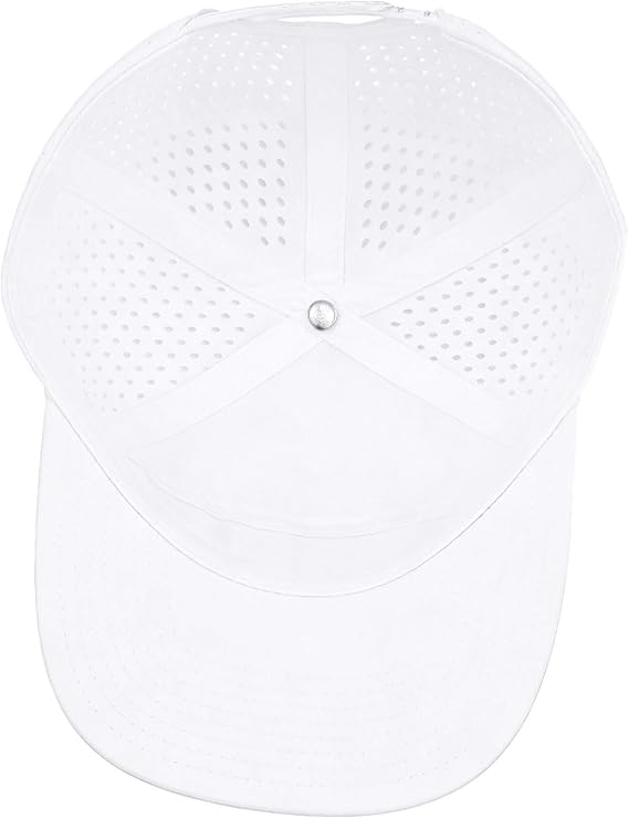 LUCKYSONG Flat Brim Adjustable Performance Hat, Performance Snapback Hats for Men Women Black