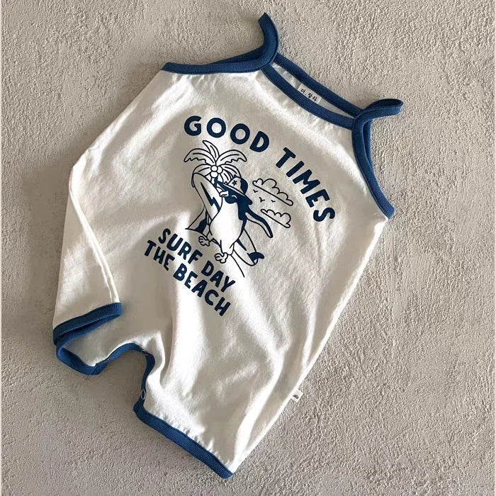 Summer New Baby Sleeveless Sling Romper Cute Cartoon Print Jumpsuit