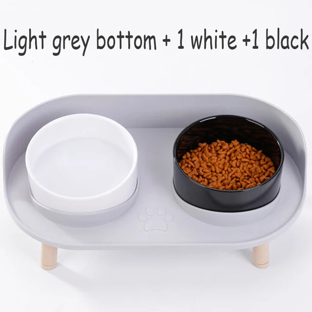 Cat Double Bowls Feeder Adjustable Height Pet Cats Drinker Water Bowl Elevated Feeding Kitten Supplies Food Feeders Dogs Dish