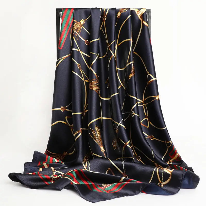 Print Headcloth Fashion Flower Square Shawls Popular 90X90CM Bandannas Four Seasons Kerchief Luxury Sunscreen Silk Scarves