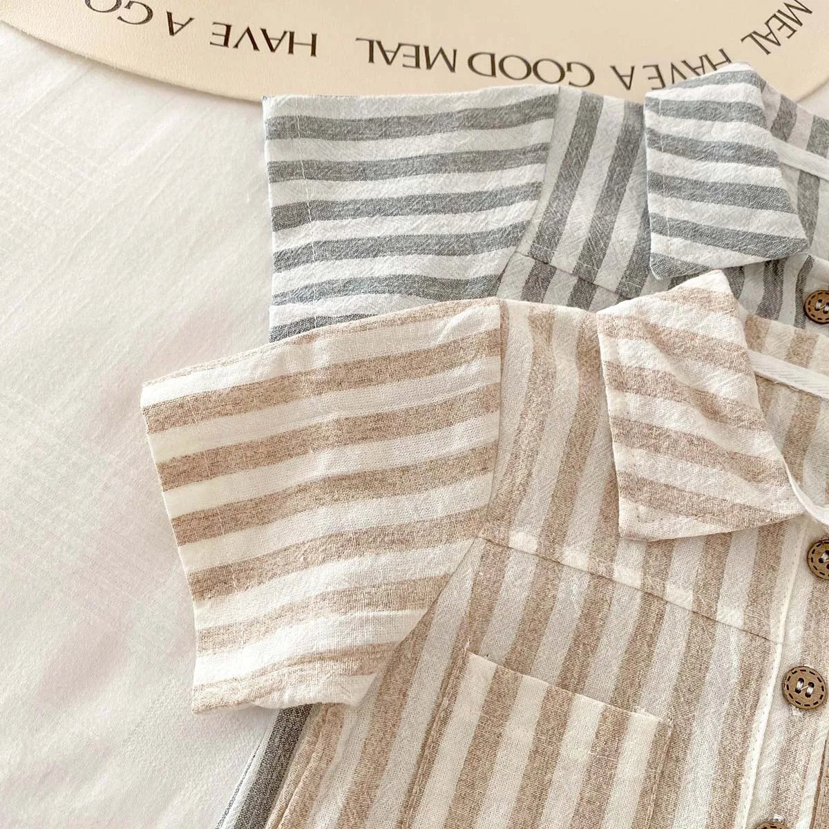 2024 Summer Infant Striped Baby Boys Rompers Short Sleeve Muslim Babe Boys Polo Bodysuit Thin Loose Newborn Boys Outfits