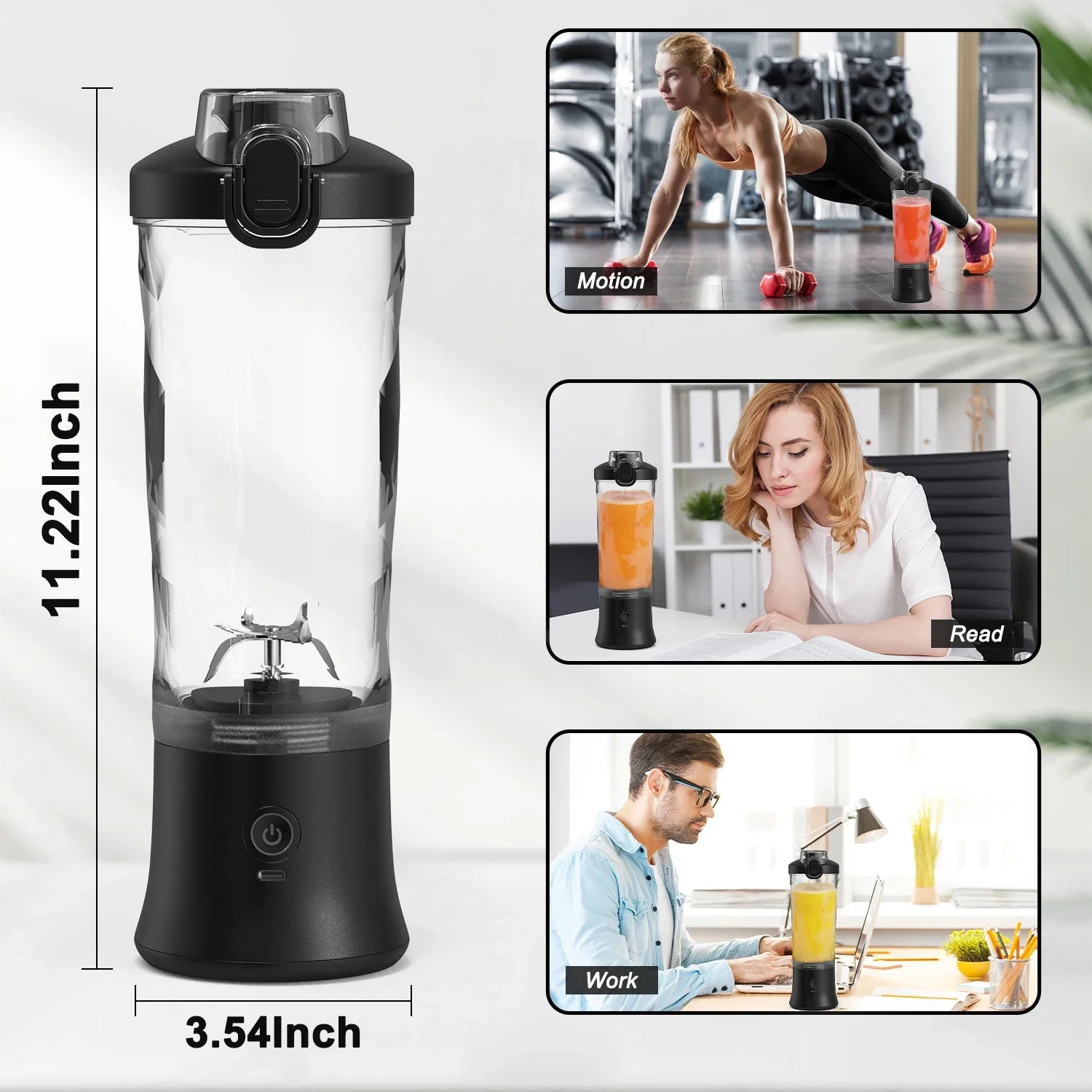 Portable Blender 600ML Electric Juicer Fruit Mixers 4000mAh USB Rechargeable Smoothie Mini Blender Personal Juicer