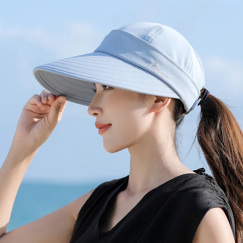 Summer Sunshade UV Protection Sun Hat Womens Ladies Summer Wide Brim Foldable Sun Hat Beach Visor Sporting Baseball Cap Hats