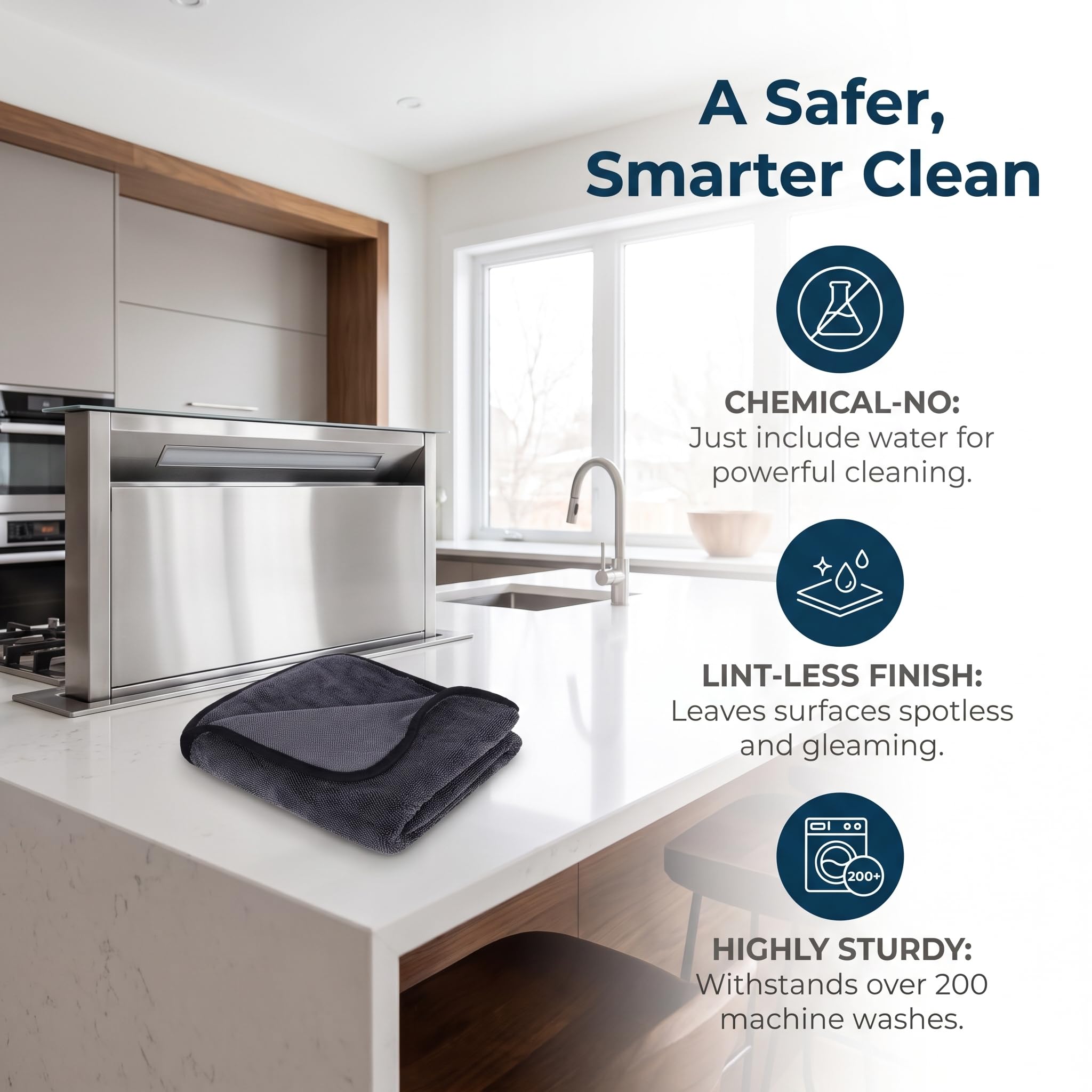Jeaver Window Cleaning Cloth XXL, 24x16 Inch Microfiber Cleaning Cloth for Glass, Mirrors, and All Surfaces, Streak-Free Lint-Free Rags, Reusable Washable Towels