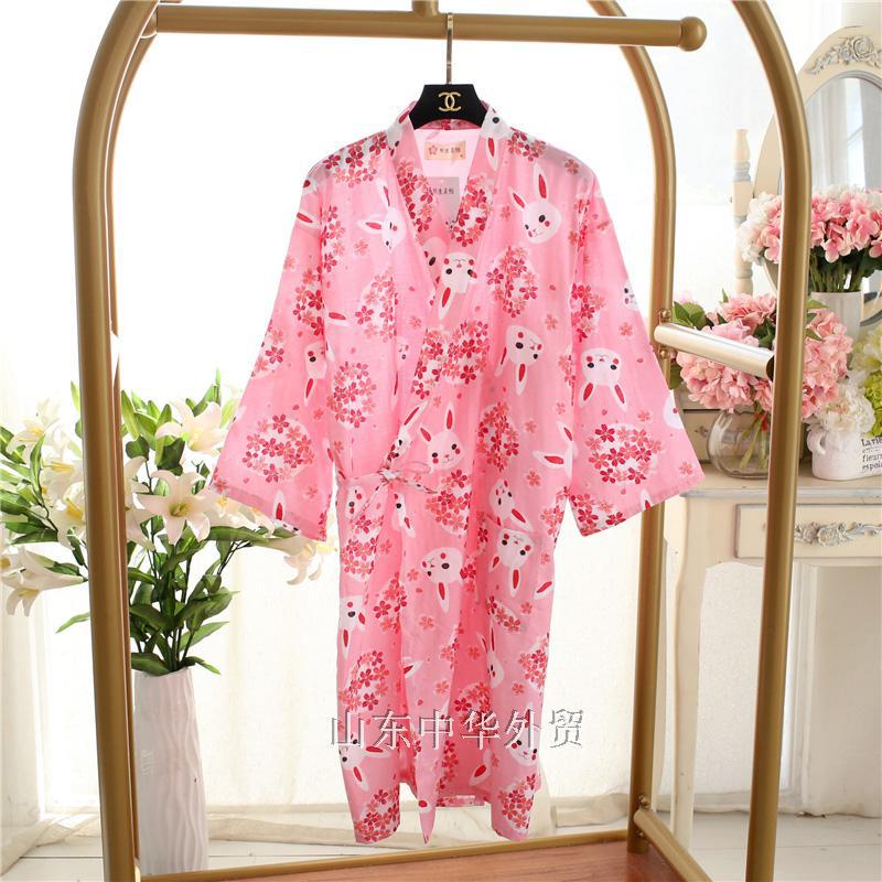 pajamas summer new 100% cotton gauze pajamas nightgown ladies SPA yukata homewear long pajamas women