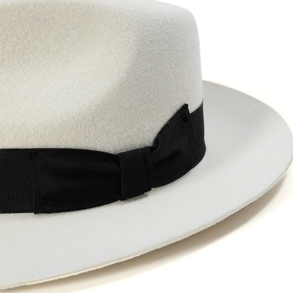 British White Men Fedora Hat Wool Felt Hat 61 cm Satin Lined Big Size XL