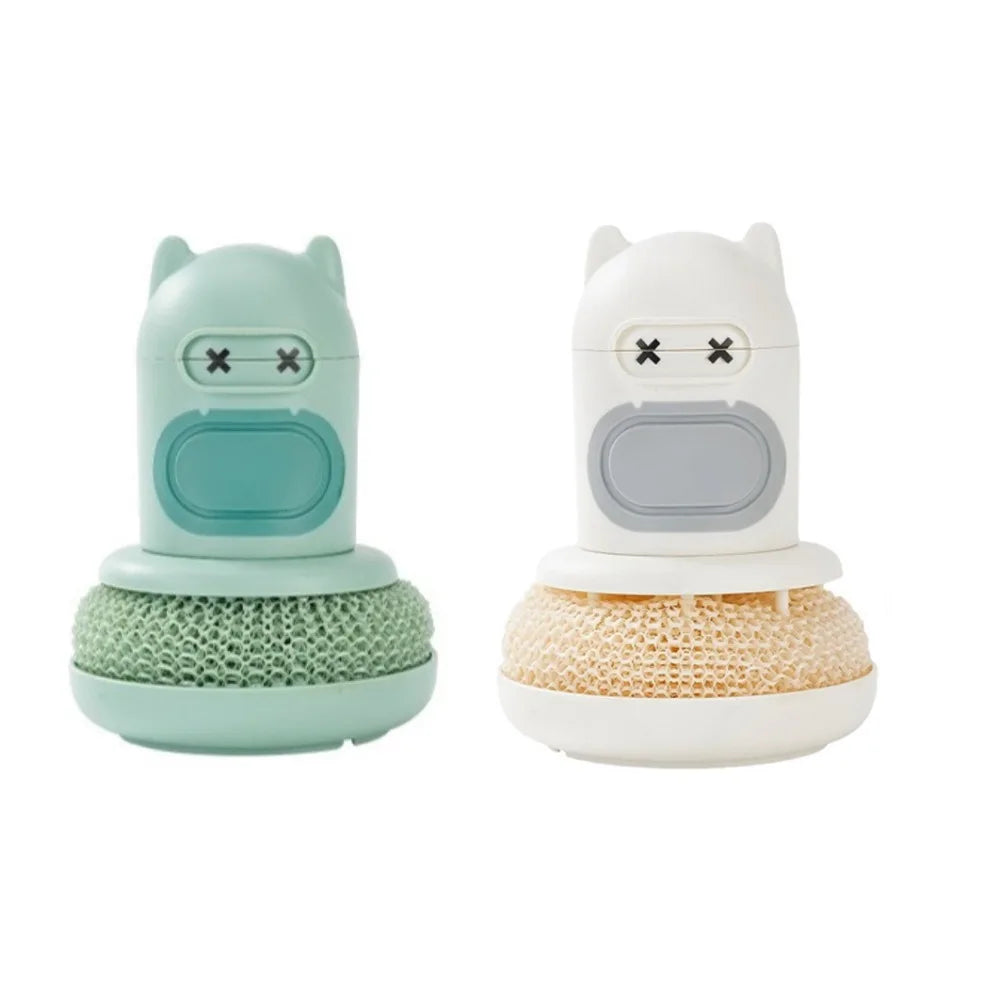 2Pcs Plastic Kitchen Dish Brush Multi-functional Non-stick Oil Bowl Cleaning Brush Time-saving Convenience Dishwasher Brush