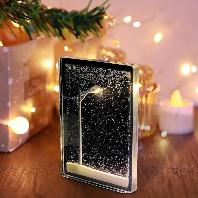 Snowy Night Flowing Small Night Light now Scene Holiday Sleep Light Toys Simulation Handmade Diy Street Lamps Desktop Decor