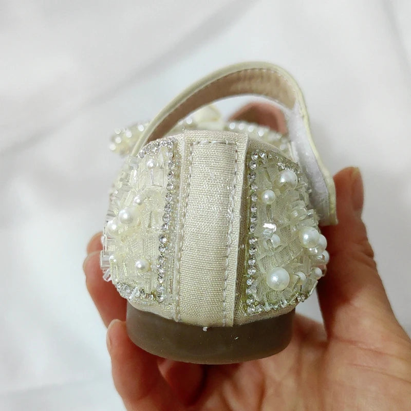 11-15cm High Quality Baby Girls First Walkers For Birthday Party Twinkle Crystal Soft Toddler Shoes For Spring 0-3Y Infant Flats