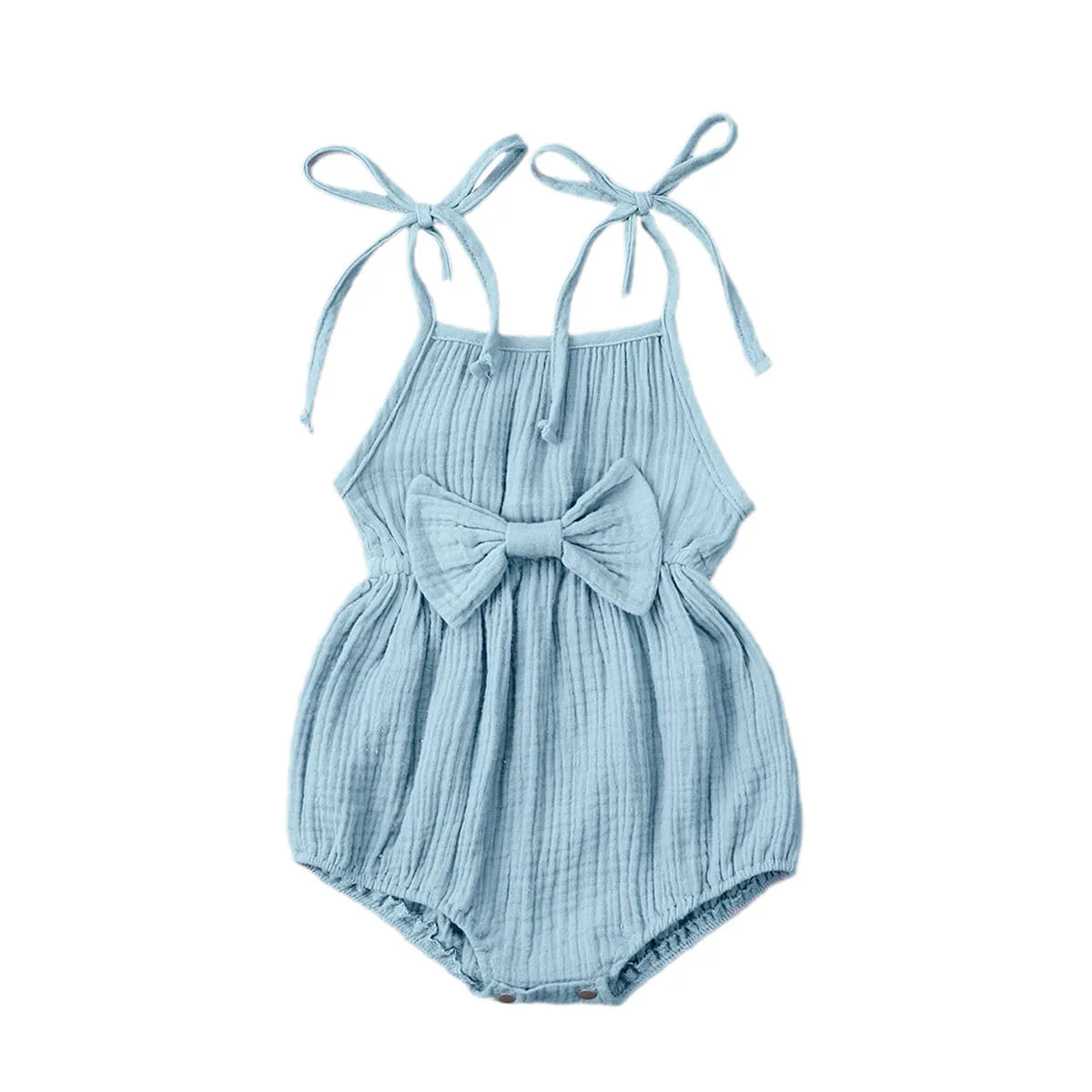 2020 Baby Summer Clothing  Newborn Baby Girl Cute Clothes Srap Romper Cotton Linen Solid Jumpsuit Bowknot Outfits Set Soft