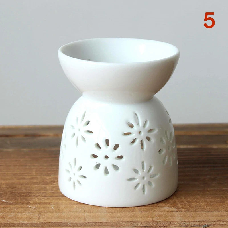 Ceramic Crafts Aroma Burner Handmade Hollow Flower Pattern Essential Oil Burner Candle Lamp Many Style HomeOffice Crafts Decor