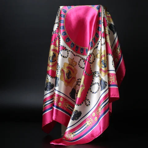 Print Headcloth Fashion Flower Square Shawls Popular 90X90CM Bandannas Four Seasons Kerchief Luxury Sunscreen Silk Scarves