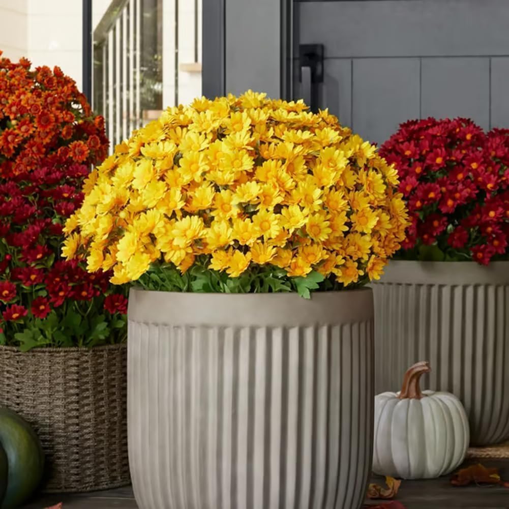 DITU 5 Bundles Herbstblumen Künstliche Herbstblumen Wie echte künstliche Blumen Herbstdekoration Balkonpflanzen Herbstdekoration für drinnen und draußen Garten Tisch