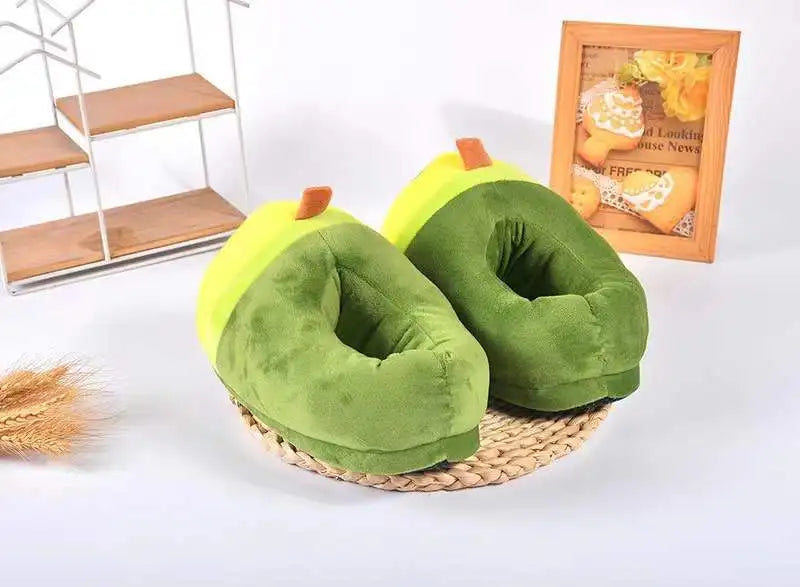 Avocado cartoon slippers cute all-inclusive semi-warm autumn and winter slippers