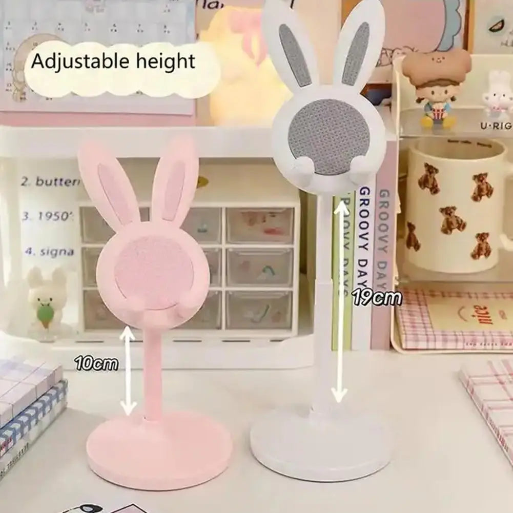 Cute Cartoon Bunny Desktop Mobile Phone Holder Stand Smartphone Tablet Bracket Adjustable Telescopic Lifting Lazy Bracket