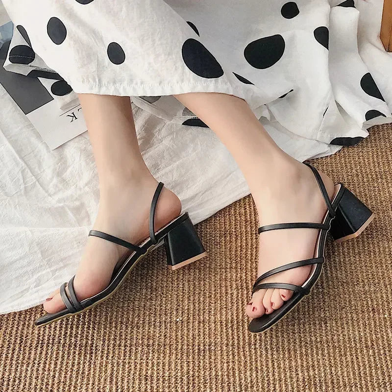 New Fashion Summer Female Sandals Sexy Ladies High Heels Square Open Toe Shoes Women Sandals for Women