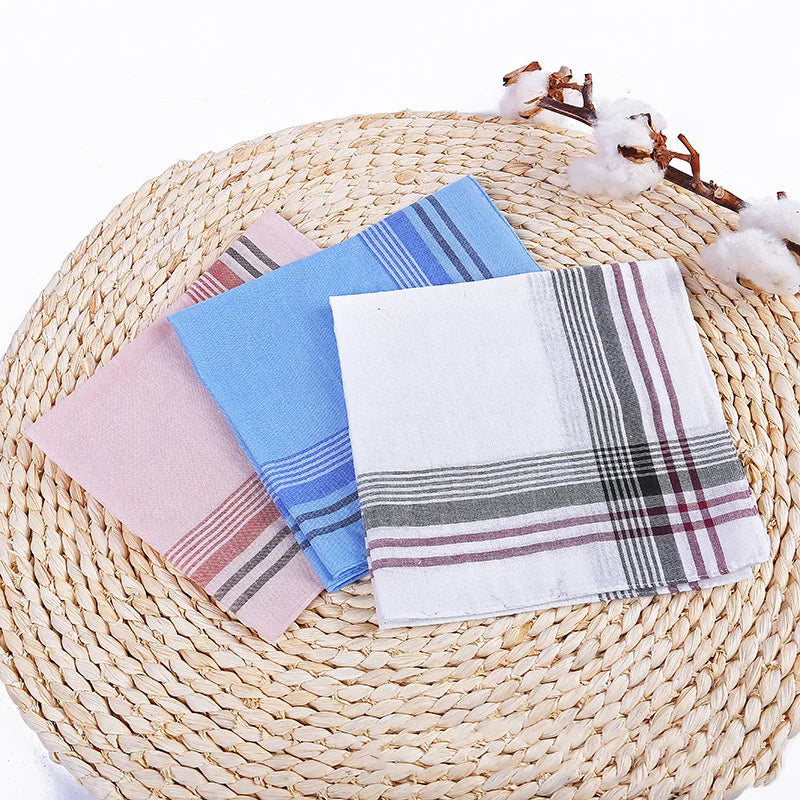 12Pcs Pocket Square for Men Women Plaid Stripe Pocket Handkerchiefs for Wedding Party Restaurant Business Chest Towel Scarves