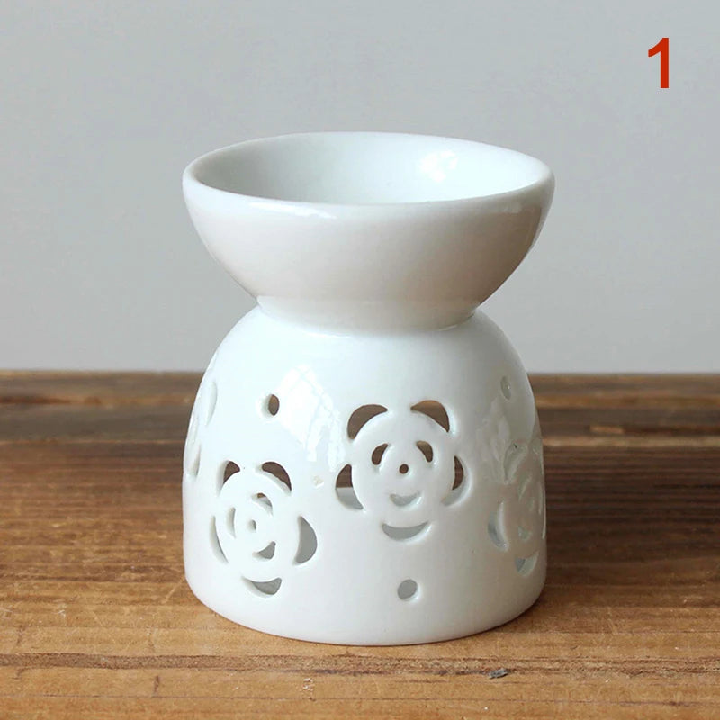 Ceramic Crafts Aroma Burner Handmade Hollow Flower Pattern Essential Oil Burner Candle Lamp Many Style HomeOffice Crafts Decor