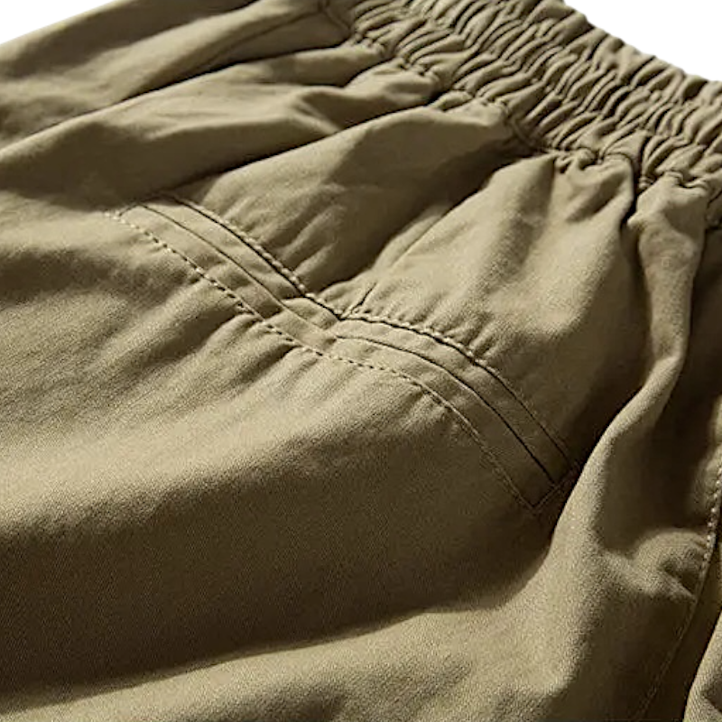 Barrel pleated pants with elastic waist