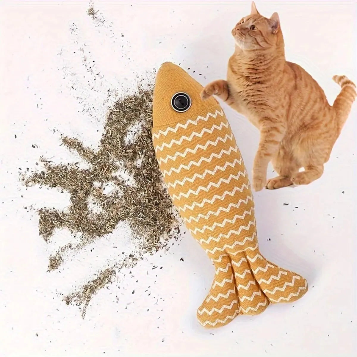 1pc Pet Toys Cat Chew Toys Linen Fish Pillow Chew Training Toy Simulation Fish Puppet Pet Supplies