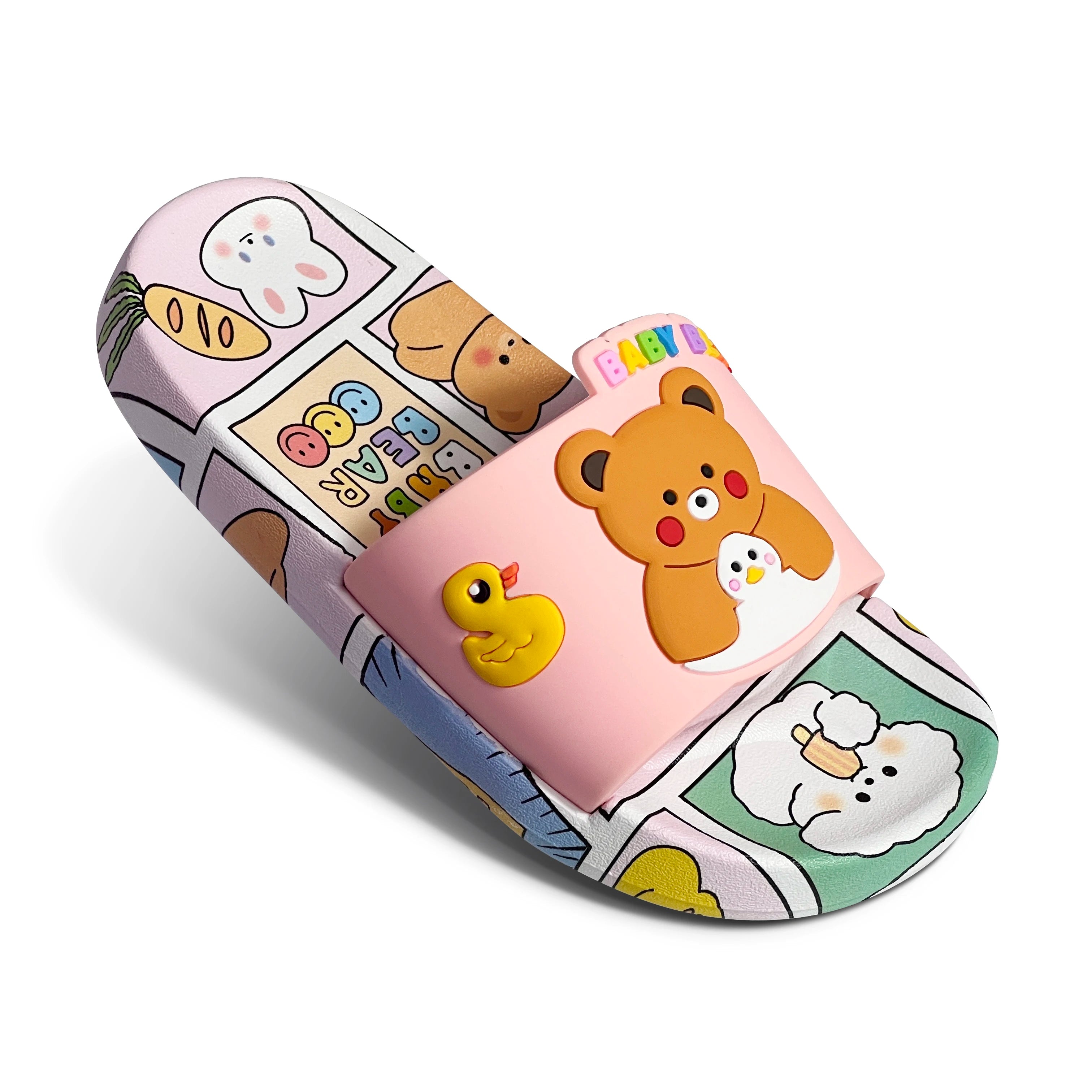 Boys & Girls Toddler Slides Slippers Slide Sandals for Kids Cute Cartoon Beer Open Toe Sandals