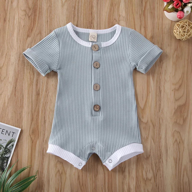 US Stock 0-18M Newborn Baby Boys Girls Clothes Short Sleeve Cotton Jumpsuit Bodysuit Cotton Outfit Summer