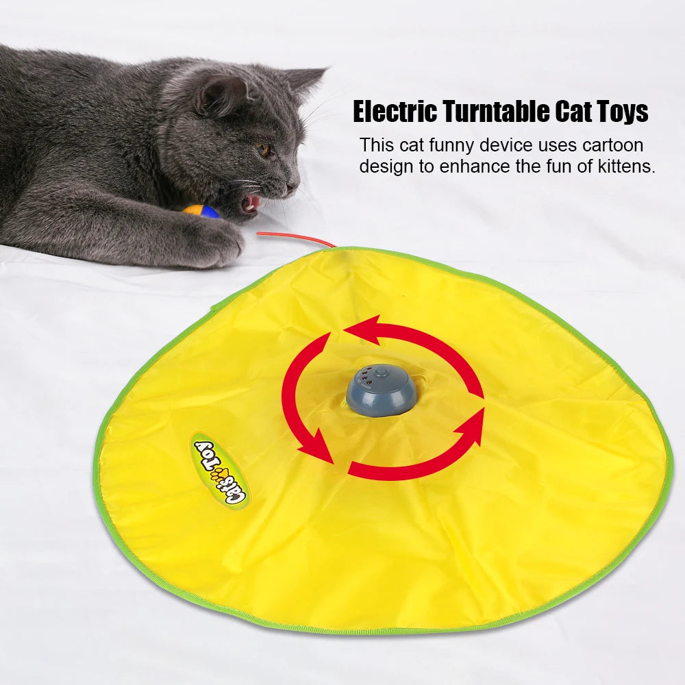 4 Speeds Automatic Motion Undercover Mouse Fabric Moving Feather Electric Cat Toy Plate Interactive Pet Toy For Cat Kitty