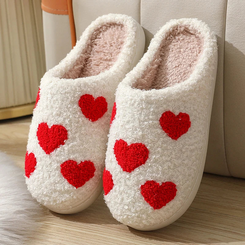 Women Indoor Slippers Soft Comfortable Embroidered Cashmere Slippers Cute Student Autumn Winter Bedroom Plush Slides