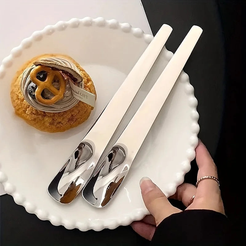 Dessert Spoon Long Handle, Mixing Yogurt Oatmeal Spoon Exquisite Coffee Spoon, Stainless Steel Cake Spoon Jar Ice Cream Spoon
