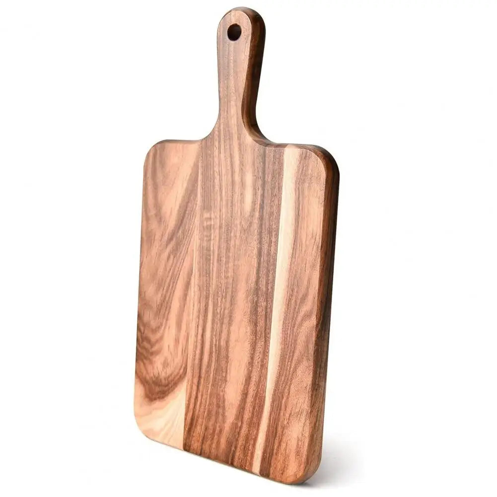 Long Carry Handle Chopping Board Round Cheese Board Versatile Acacia Wood Cutting Board with Handle for Meat Cheese for Kitchen