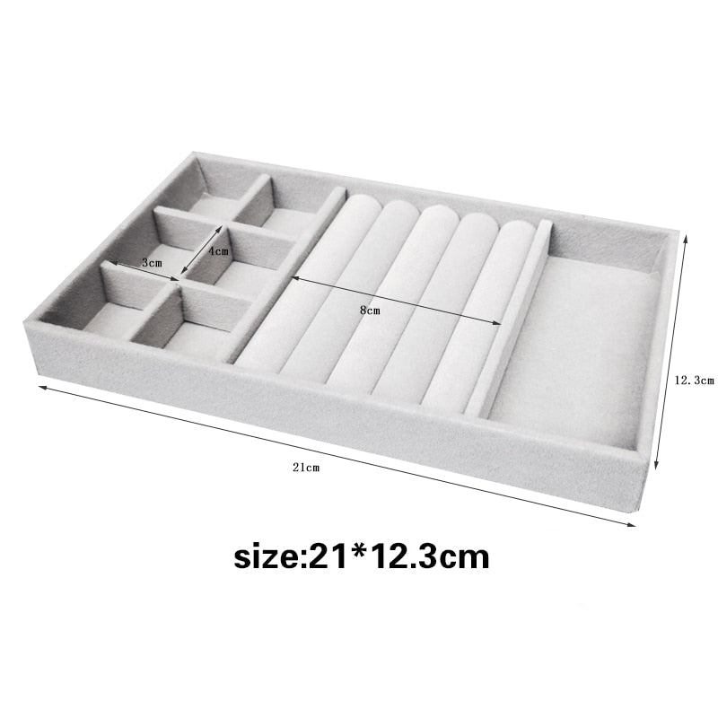 Hot Sales Fashion Portable Velvet Jewelry Ring Jewelry Display Organizer Box Tray Holder Earring Jewelry Storage Case Showcase