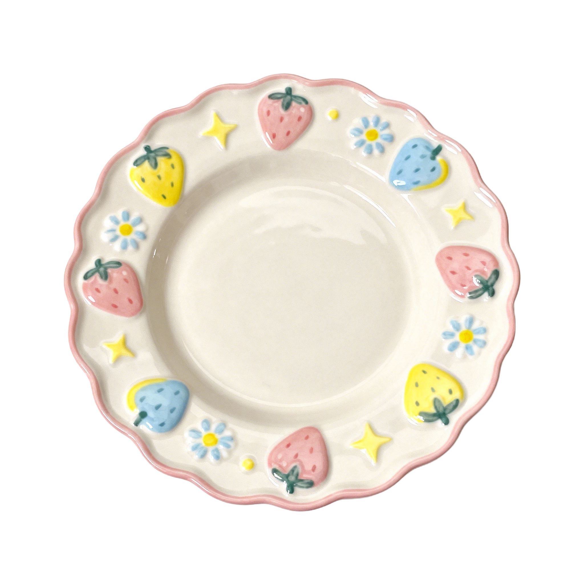 Strawberry Meadow Series – Scallop Dessert Plate