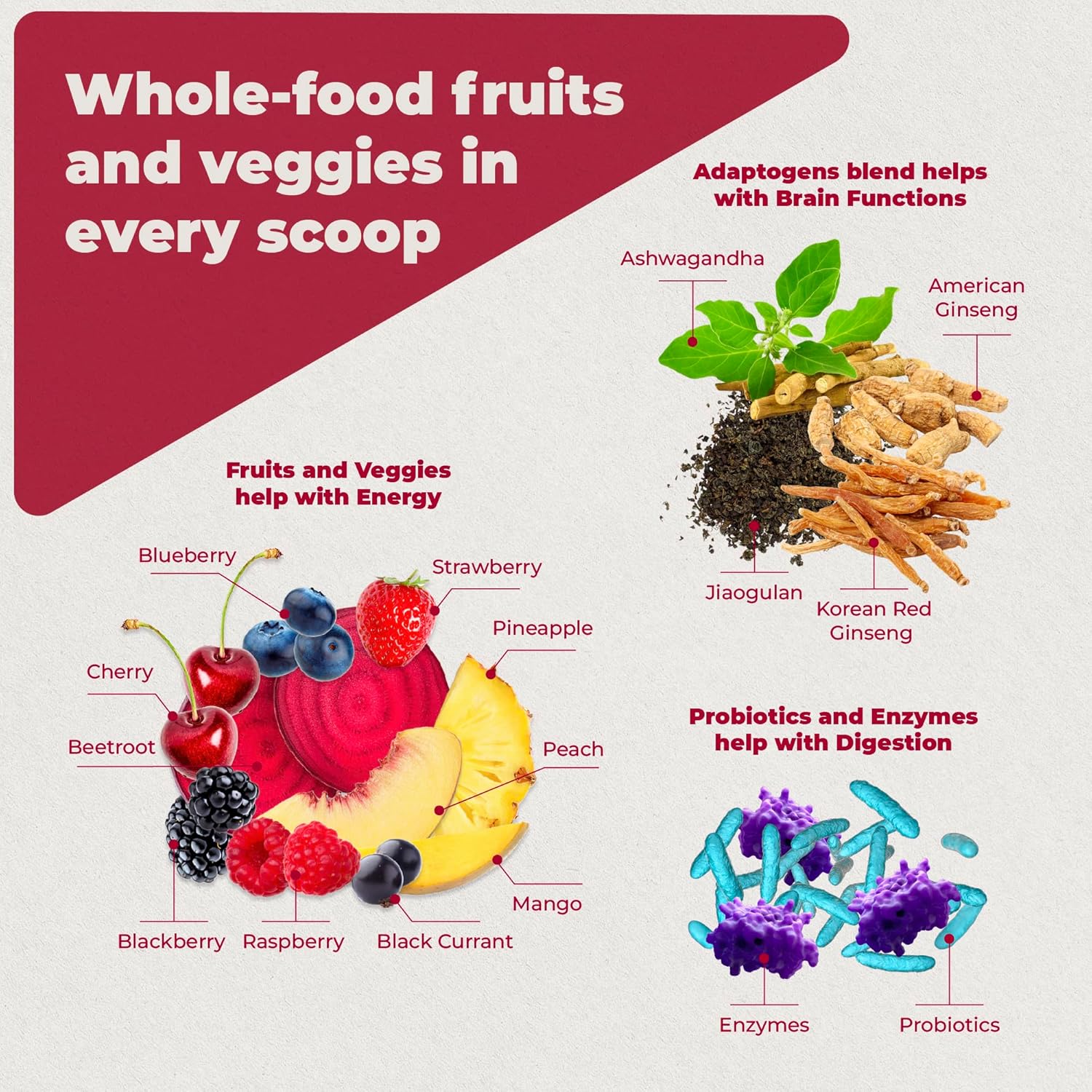 VITAFANT GREEN HELFERS Reds Superfoods Pulver - Nur 10 Kalorien Obst- und Gemüse-Adaptogen-Getränk mit Rote Beete, Polyphenolen, probiotischem Pulver - Antioxidantien-Ergänzung für Energie, 30 Portionen